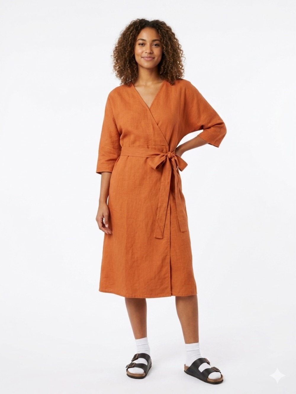 Grae Cove V-Neck Wrap Dress in Warm Rust
